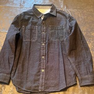 Boys 10 Calvin Klein Jeans Black Striped Button down shirt, CUTE!